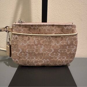 Coach Gold Lurex Wristlet Clutch Mettalic Leather F48723 Purple Lining